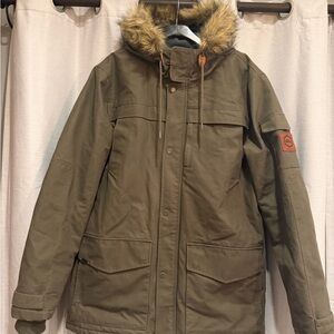 Quiksilver Brown Jacket with Fur Hood